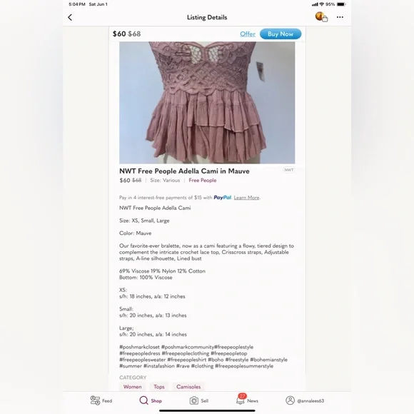 NWT Free People Adella Cami - Picture 8 of 8